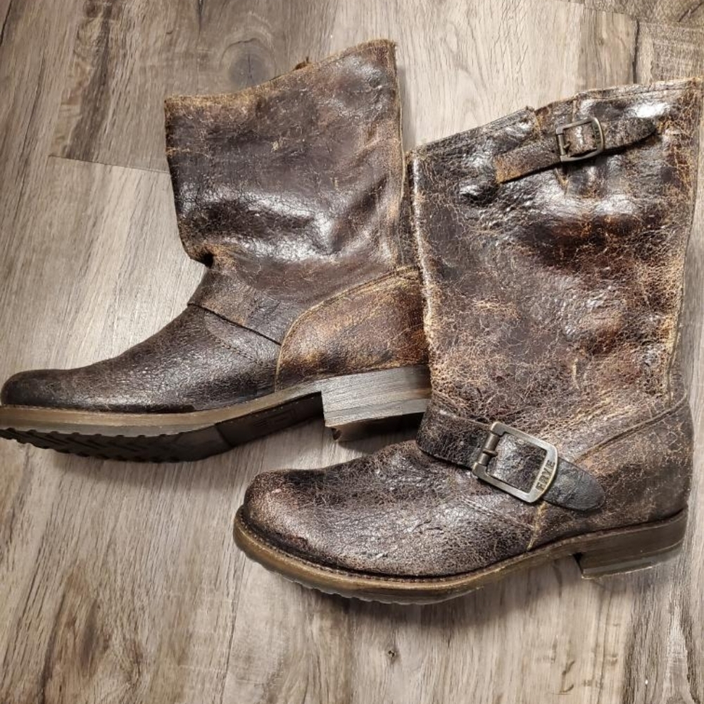 FRYE brown leather Distressed Veronica Slouch Boot